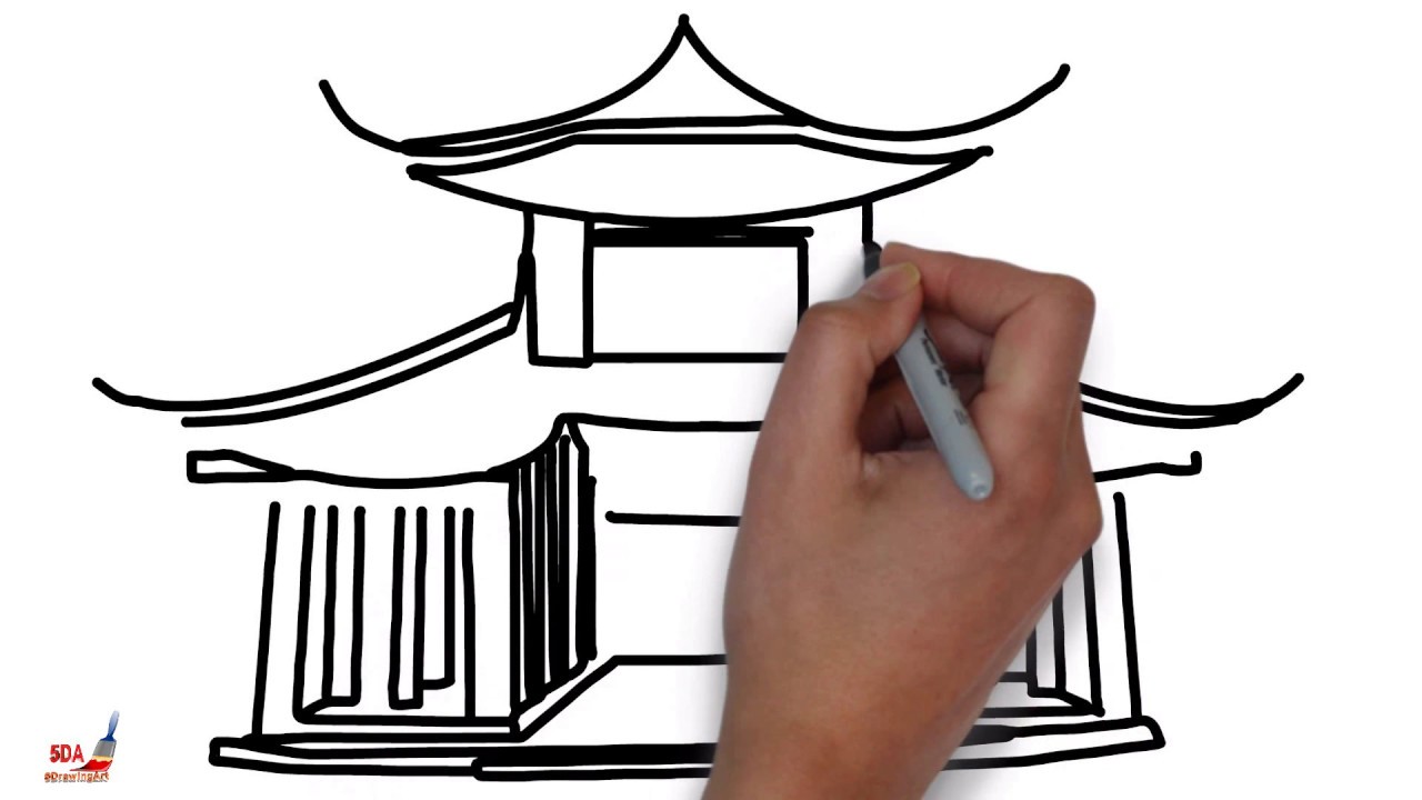 1280x720 Chinese House Drawing Step By Step Free Download Clip Art