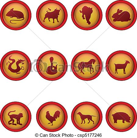 450x454 Chinese Astrology. A Vector Illustration Of Chinese Zodiac Clip