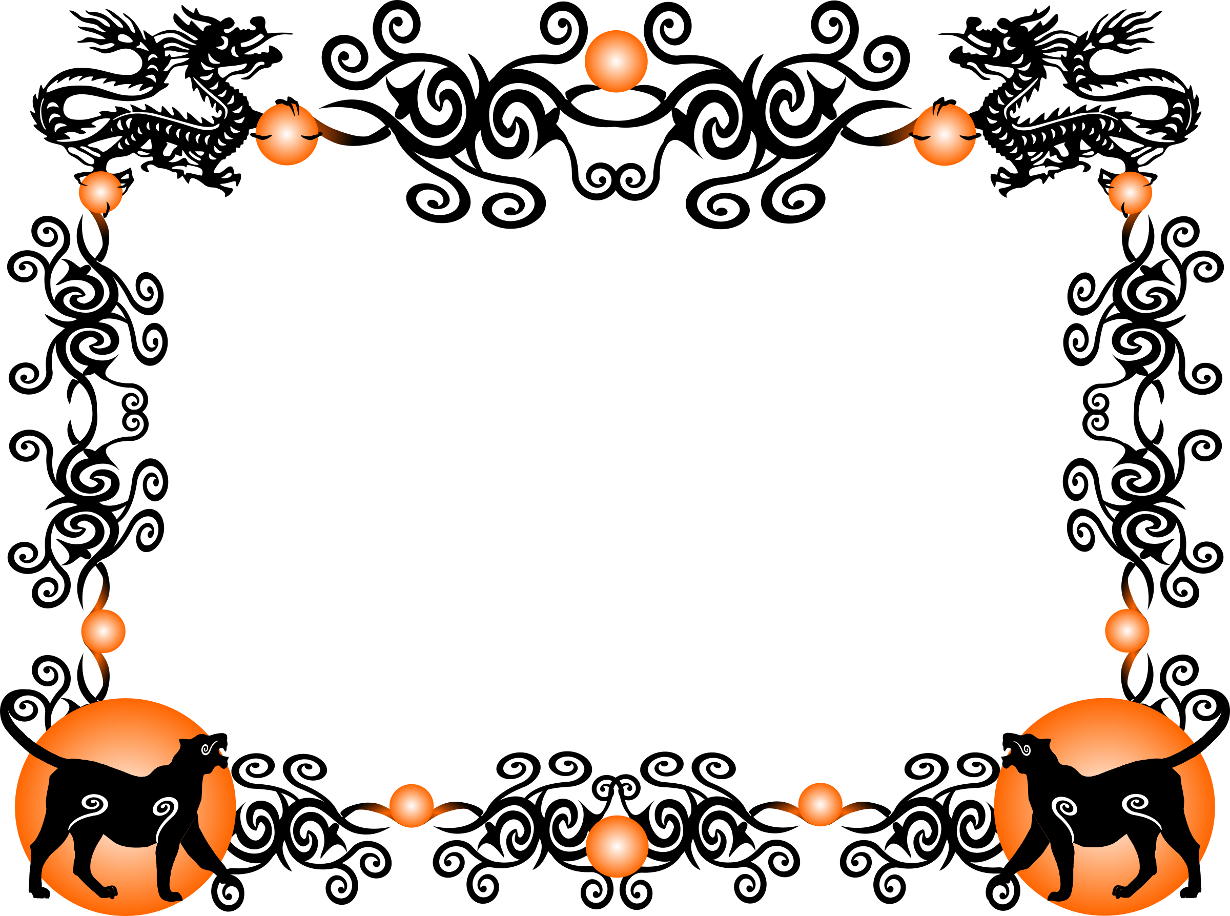 2400x1787 Chinese Zodiac New Year Border Merry Christmas And Happy New