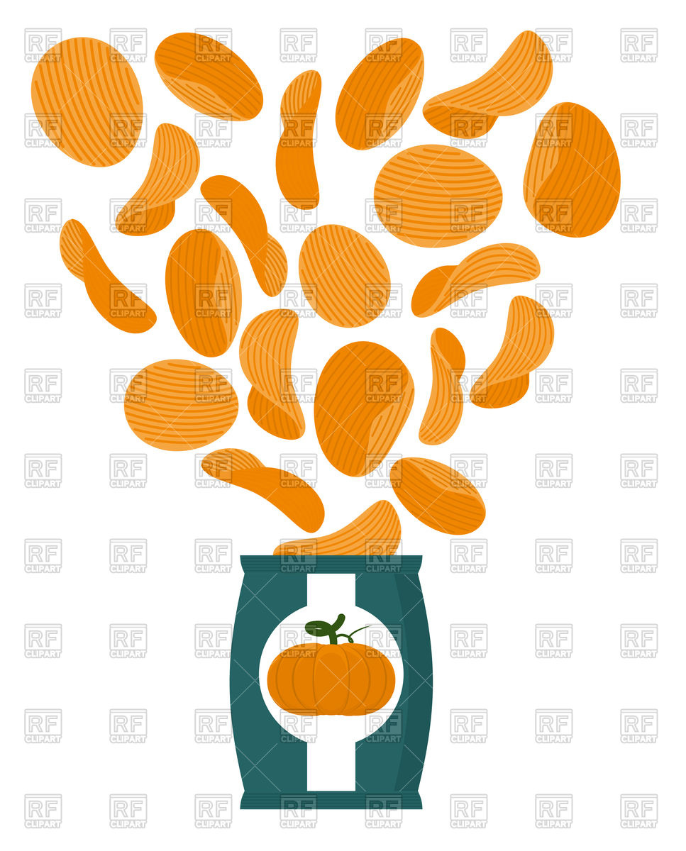 967x1200 Pumpkin Chips. Packaging Of Snacks. Royalty Free Vector Clip Art