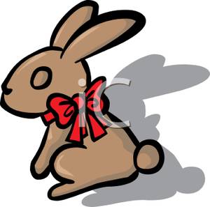 300x297 A Chocolate Easter Bunny Wearing A Red Bow