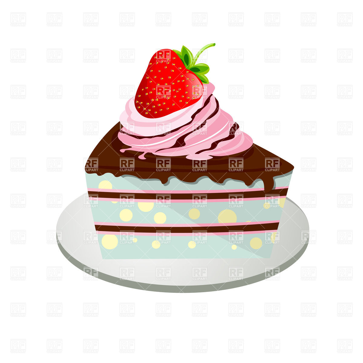 1200x1200 Cake Piece With Strawberry In Cream And Chocolate Royalty Free
