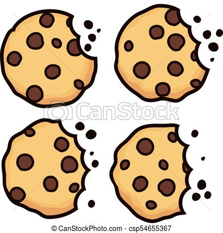 450x470 Vector Set Of Chocolate Chip Bitten Cookies Isolated On Clip