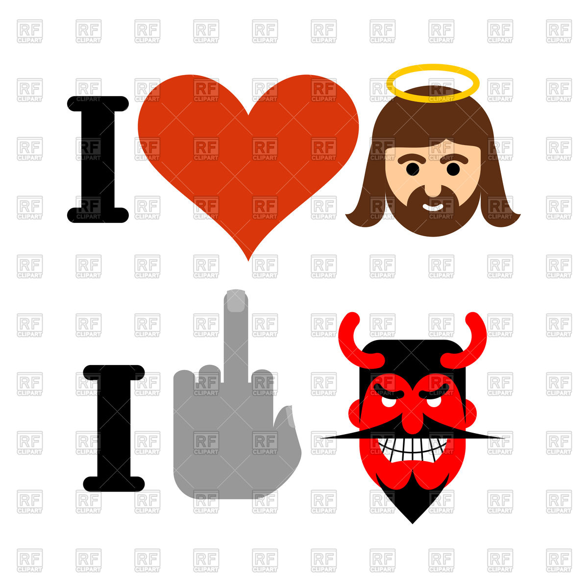 1200x1200 I Love Jesus Christ. I Hate Satan. Concept. Royalty Free Vector