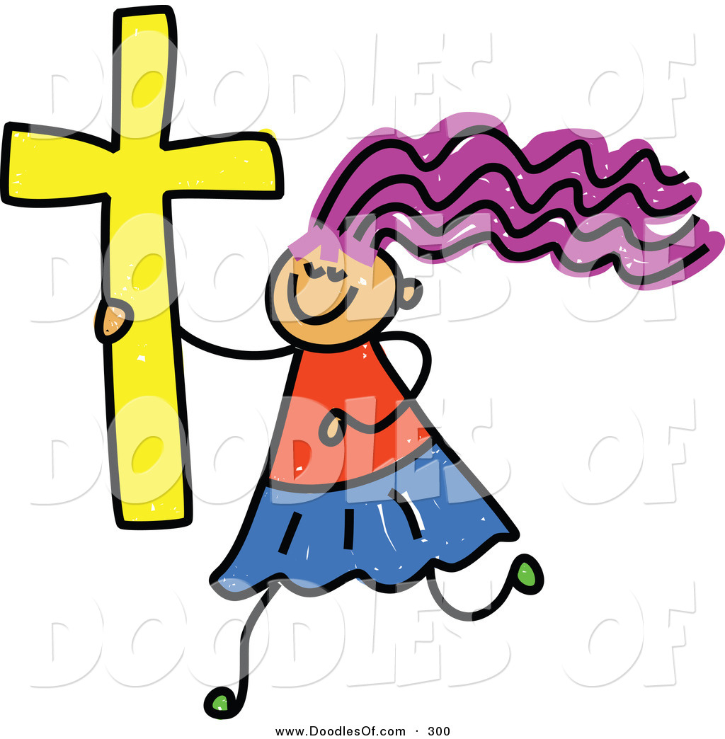 1024x1044 Vector Clipart Of A Childs Sketch Of A Happy Christian Girl By