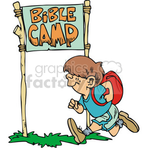 300x300 Royalty Free Little Boy Runnig To Bible Camp 164812 Vector Clip
