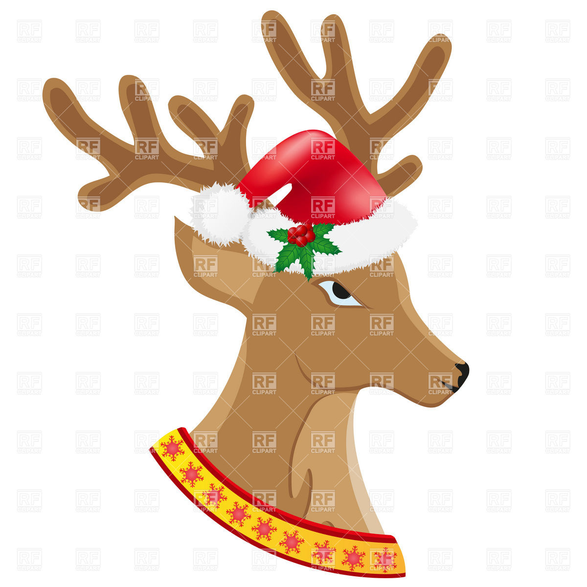 1200x1200 Christmas Deer In Santa's Hat Royalty Free Vector Clip Art Image