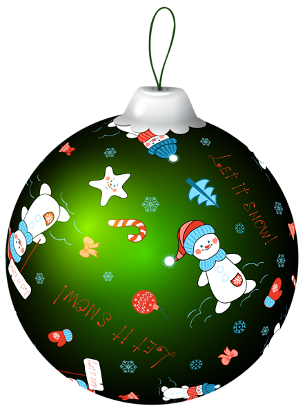 442x600 Green Christmas Ball With Snowman Png Clip Art Image Natal