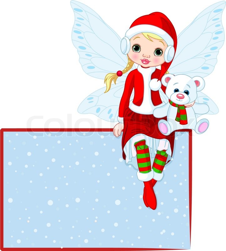 722x800 Illustration Of Christmas Fairy Sitting On Place Card Stock