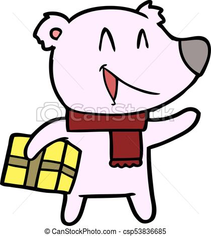 420x470 Laughing Christmas Bear Cartoon Vector
