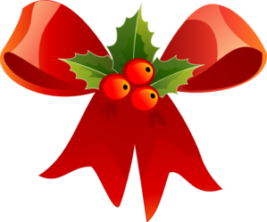 299x249 Christmas Bow With Holly Clip Art