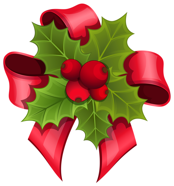 559x600 Mistletoe With Red Bow Png Clipart Image Christmas 2
