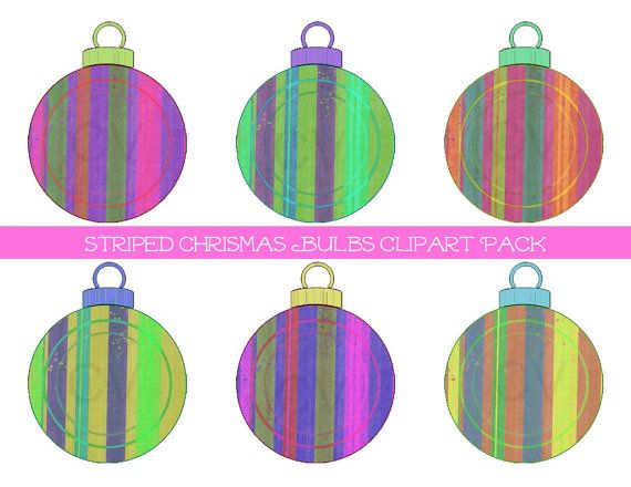 570x440 Striped Christmas Bulb Cliparts