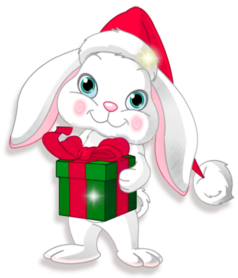 470x550 Transparent Christmas Bunny With Gift Clipart Denenecek Projeler