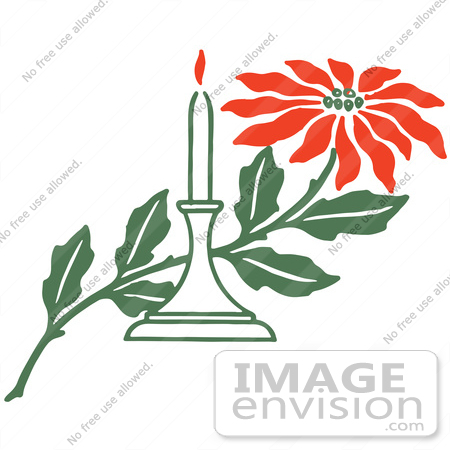 450x450 Clipart Of A Red Poinsettia Flower And Christmas Candle