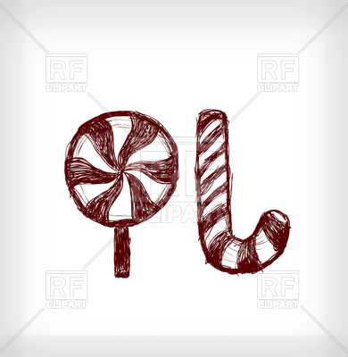 390x400 Hand Drawn Christmas Candy Royalty Free Vector Clip Art Image