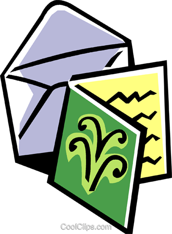 353x480 Christmas Card With Envelope Royalty Free Vector Clip Art