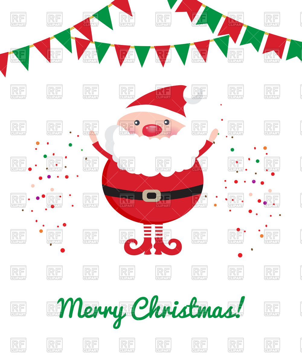 1000x1200 Cute Santa Claus, Party Bunting And Confetti
