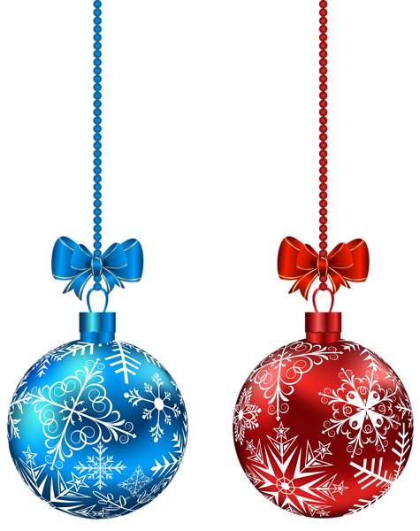 475x600 Blue And Red Hanging Christmas Balls Png Clip Art Image