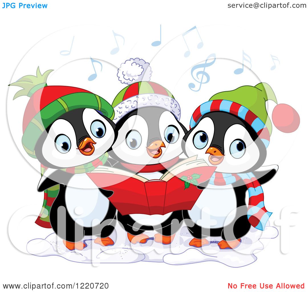 1080x1024 Clipart Of A Trio Of Cute Penguins Singing Christmas Carols