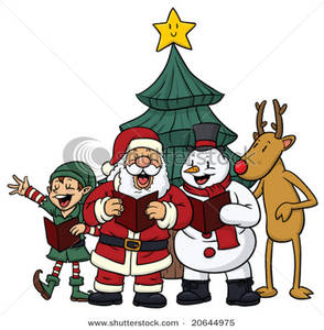294x300 Cute Christmas Characters Singing Christmas Carols Clip Art Image