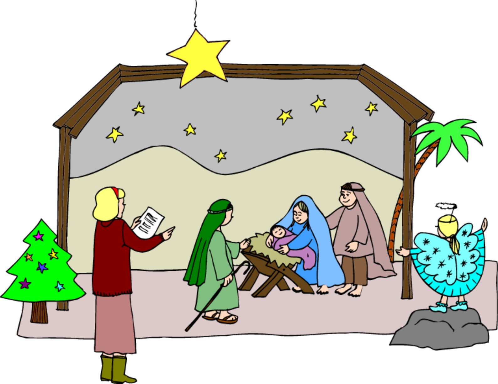 1588x1225 Christmas Pageant Clipart Black And White