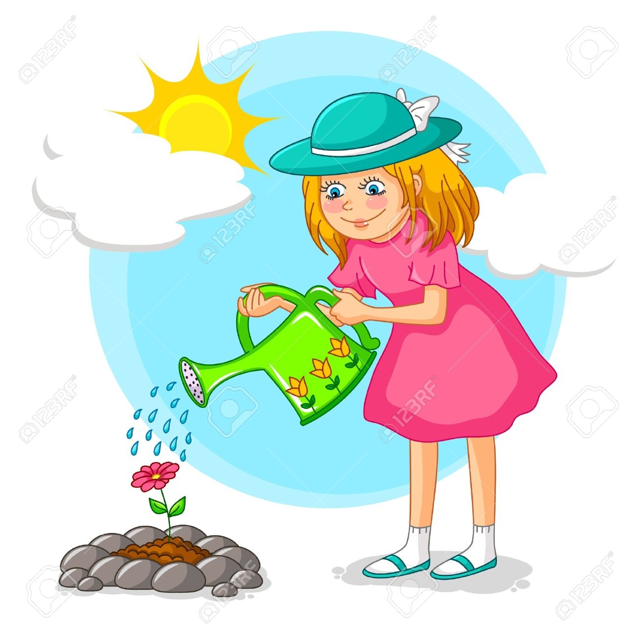 1300x1291 Children Planting Flowers Clip Art