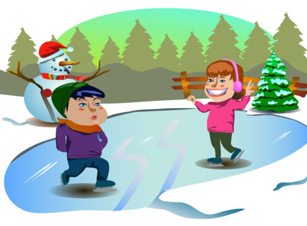 600x441 Ice Skating Kids Christmas Clip Art