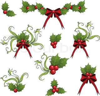 320x309 Clip Art Set Of White Christmas Mistletoe Decorative Garland