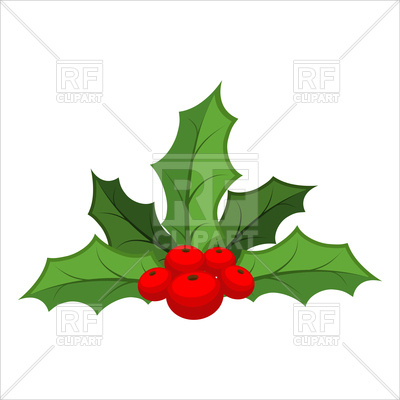 400x400 Mistletoe On White Background, Christmas Red Berry With Green