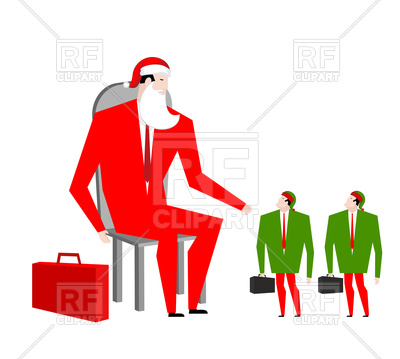 400x359 Santa Boss And Manager Elves, Office Christmas Royalty Free Vector
