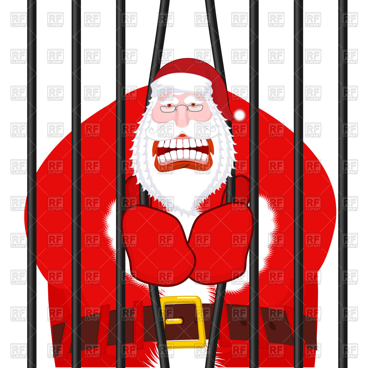 1200x1200 Santa Claus Gangster. Christmas In Prison. Royalty Free Vector