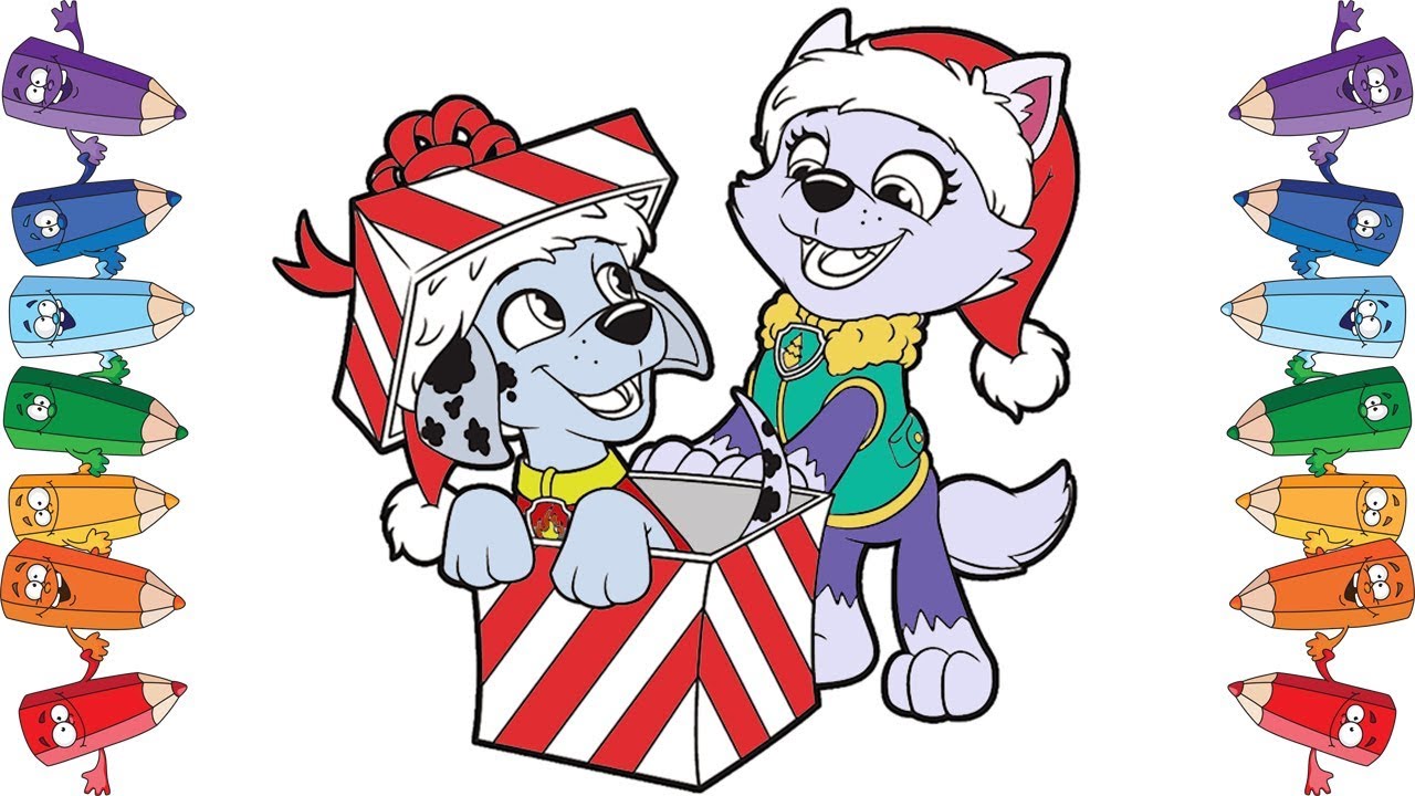 1280x720 Coloring Page Paw Patrol Christmas Holiday Learn Colors For Kids