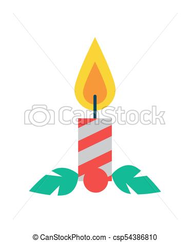 370x470 Candle Red Color Christmas Vector Illustration. Candle