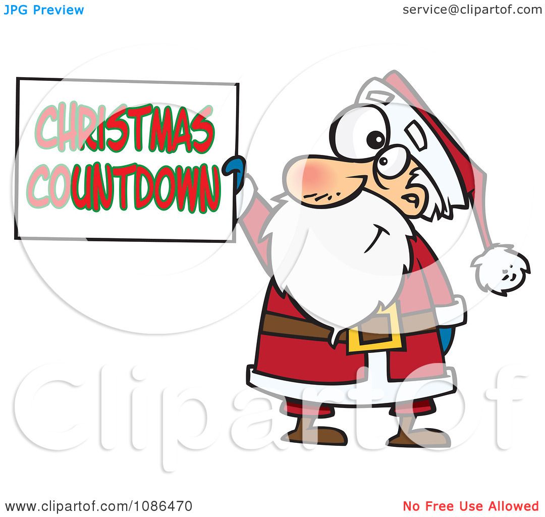 1080x1024 Clipart Santa Claus Holding A Christmas Countdown Sign