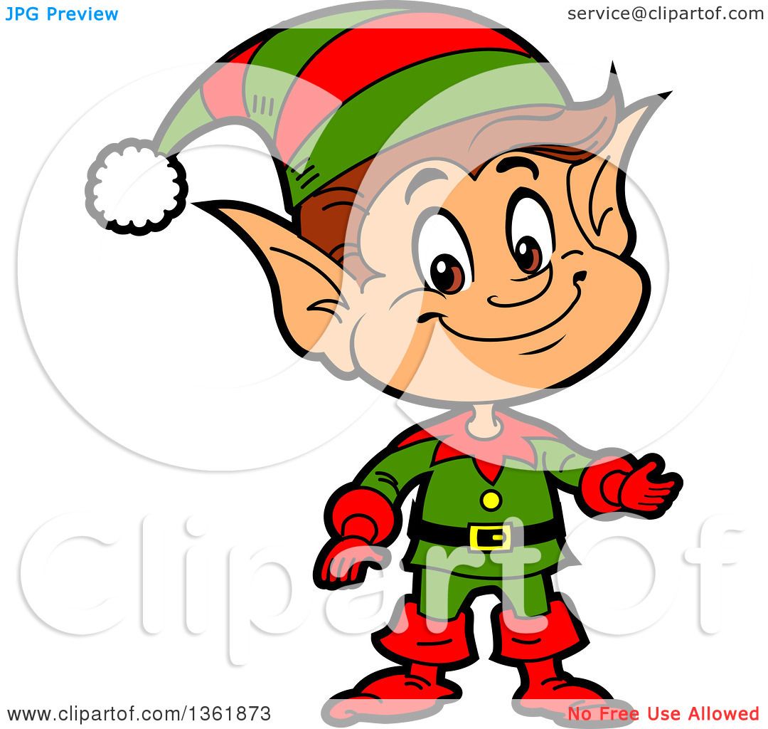 1080x1024 Clipart Of A Cartoon Presenting Happy Male Chistmas Elf
