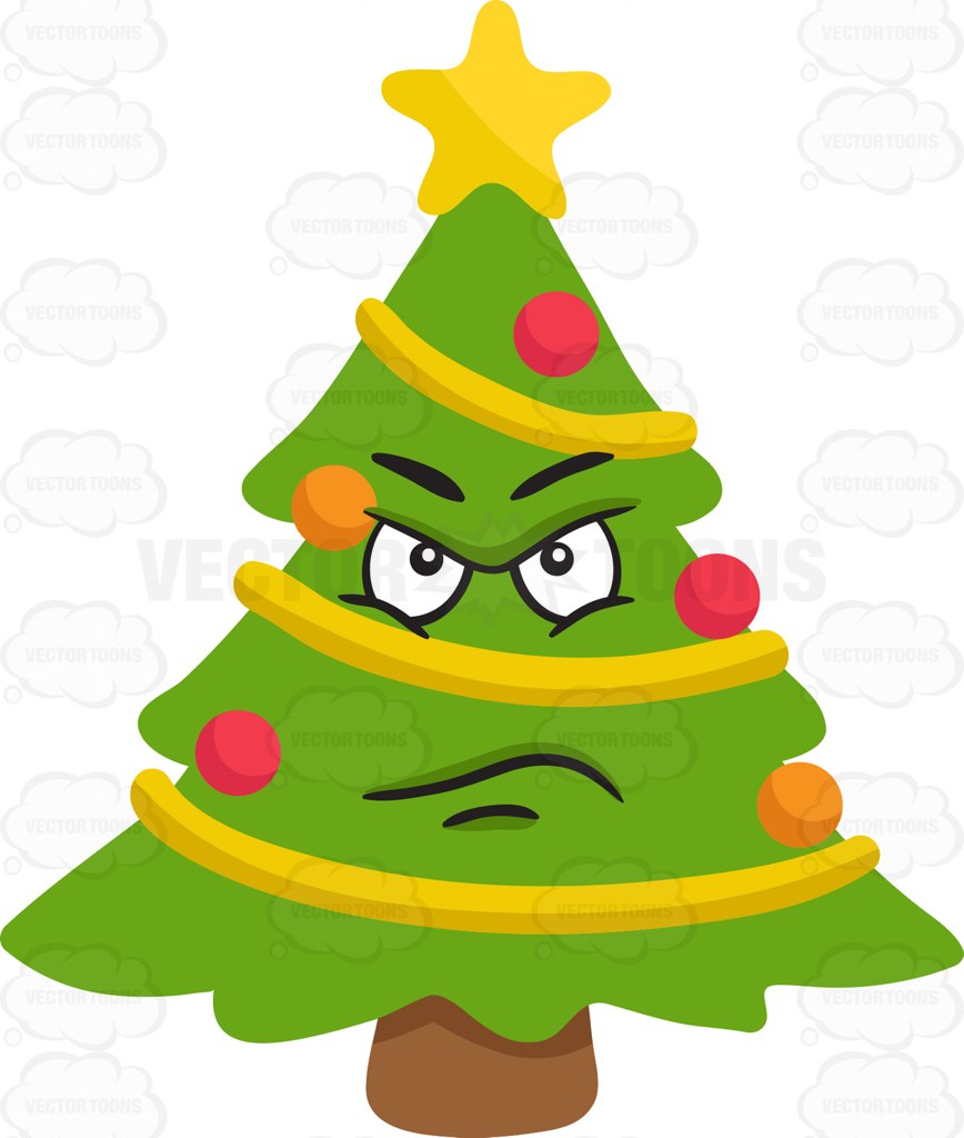 868x1024 A Mad Christmas Tree Cartoon Clipart Vector Toons