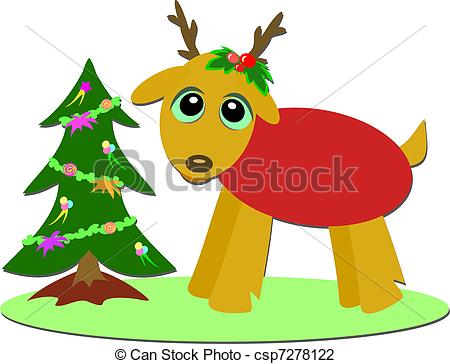 450x364 Christmas Deer And Mini Tree. Here Is A Holiday Christmas