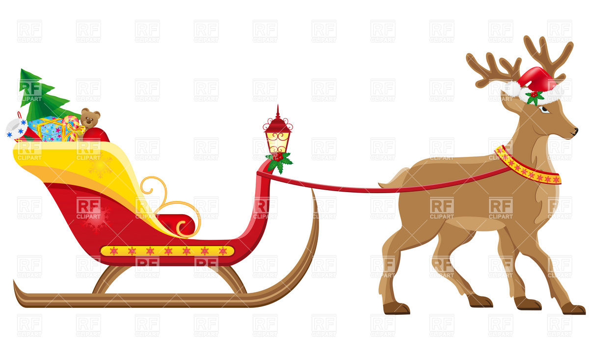 1200x720 Christmas Sleigh Of Santa Claus With Gifts Royalty Free Vector