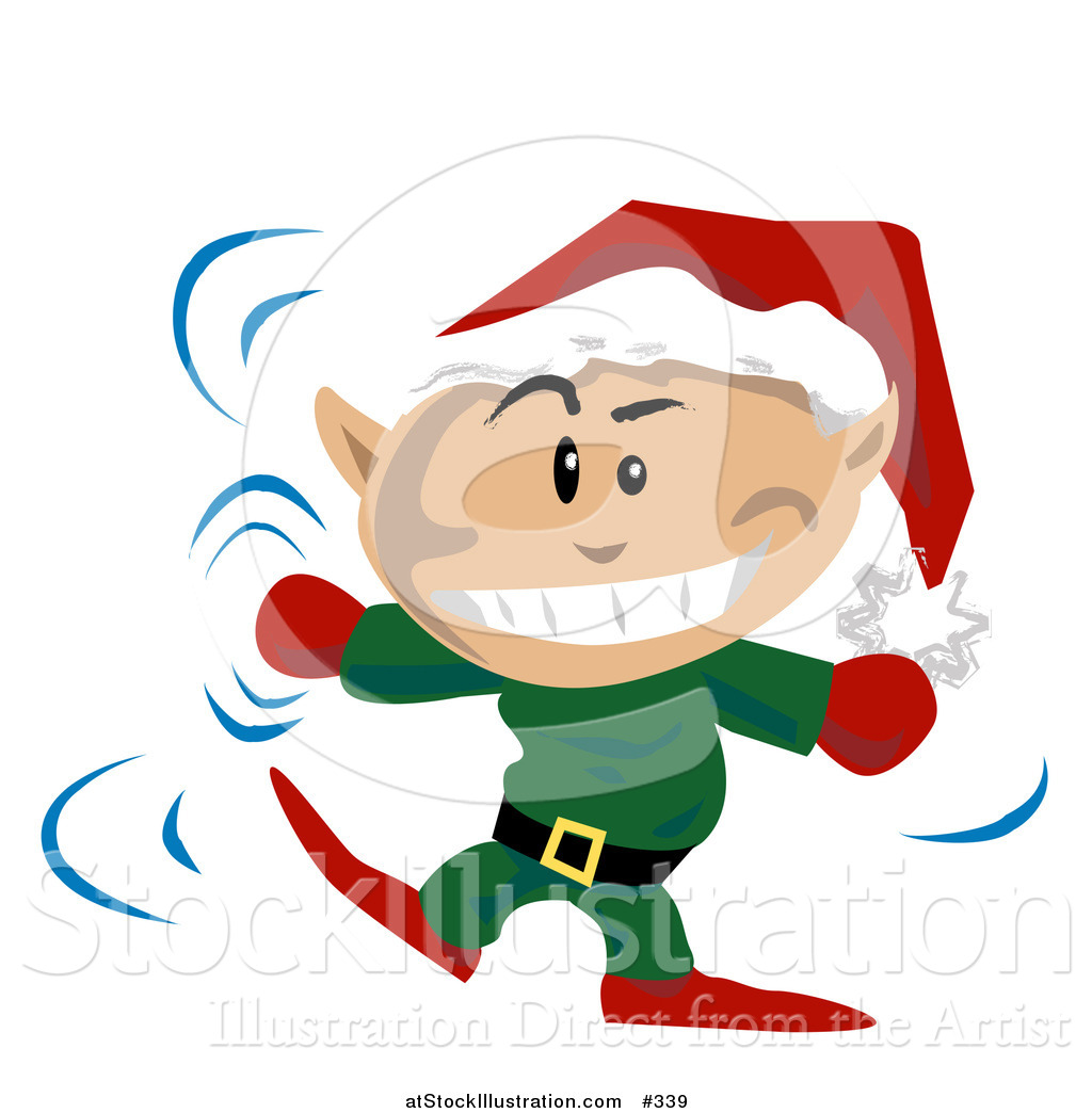 1024x1044 Vector Illustration Of A Christmas Elf Wearing A Santa Hat