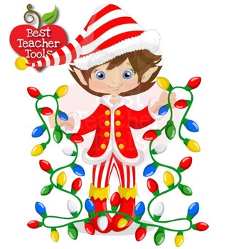 350x350 Christmas Clipart, 15 Elves Cliparts With Christmas Lights, Amb 1132