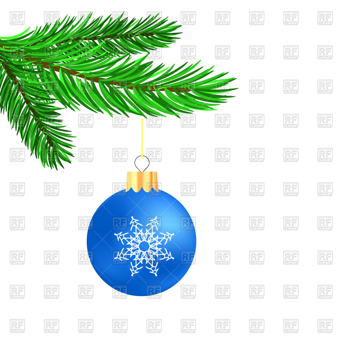 1200x1200 Blue Glass Ball On Christmas Tree Branch Royalty Free Vector Clip