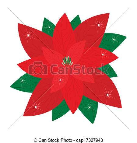 450x470 Red Christmas Poinsettia Flower On White Background. A Eps