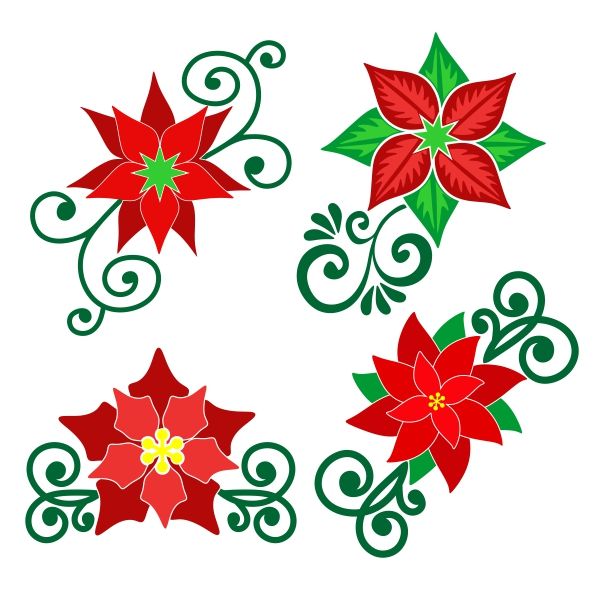 600x600 Christmas Flower Pack Cuttable Design Cut File. Vector, Clipart