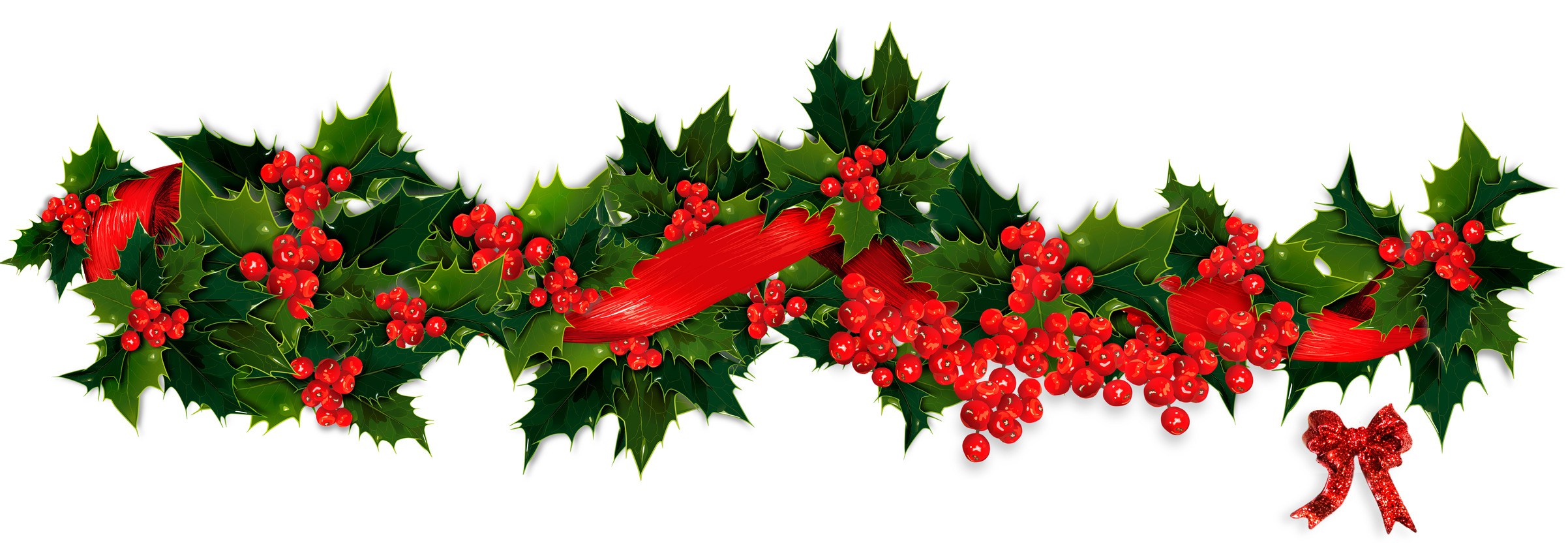 2404x832 Christmas Garland Decorations Clipart