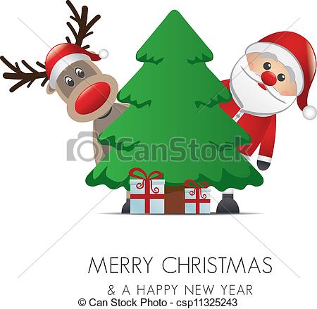 450x439 Reindeer Santa Claus Christmas Gift Box Tree Eps Vector
