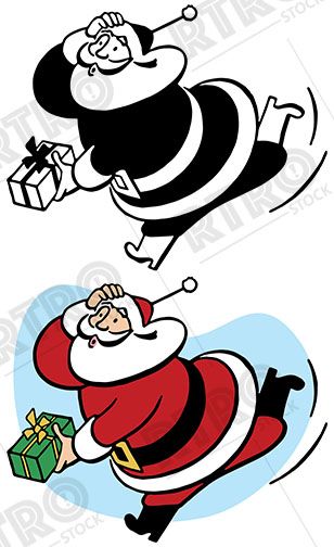 308x504 Santa Claus Rushes To Deliver A Last Minute Christmas Gift Retro