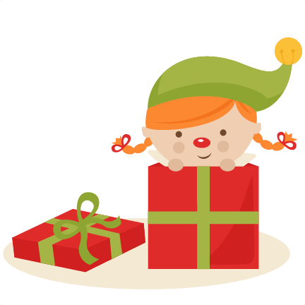 432x432 Girl Elf In Present Svg Cutting Files Christmas Svg Cuts Free Svgs