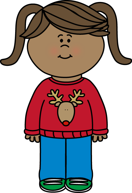 462x677 Girl Wearing A Christmas Sweater Clip Art
