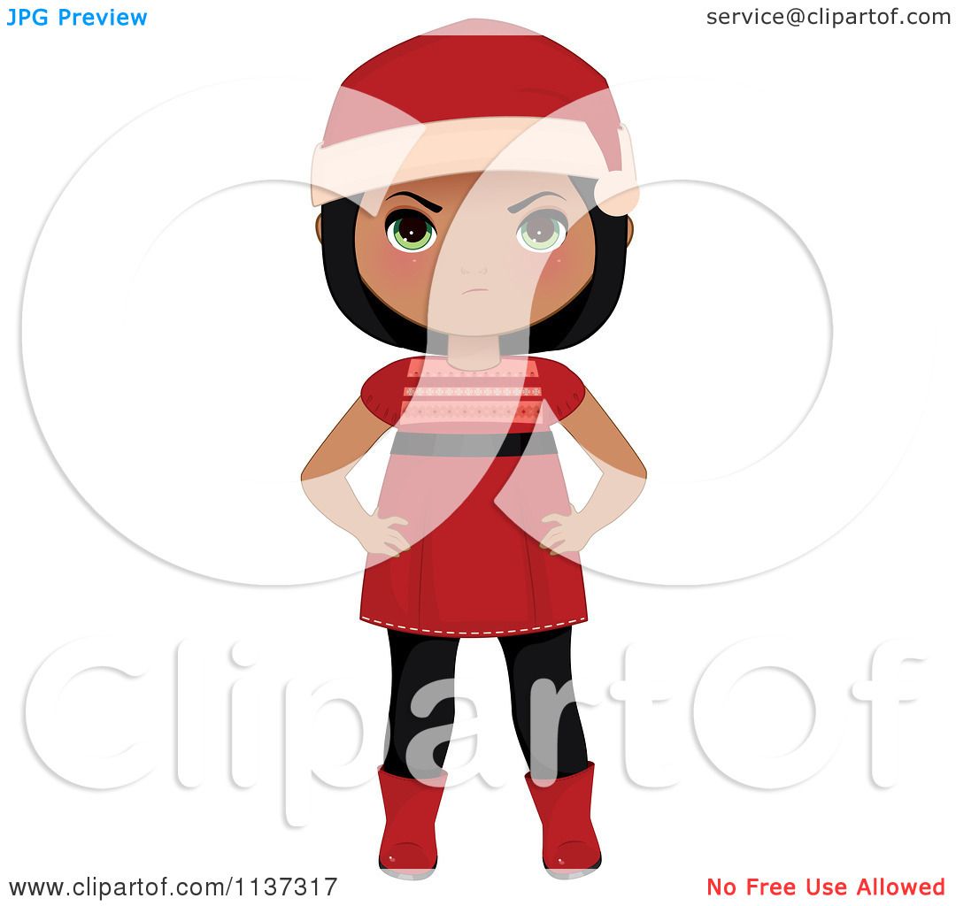 1080x1024 Cartoon Of A Mad Black Christmas Girl In A Red Dress Boots